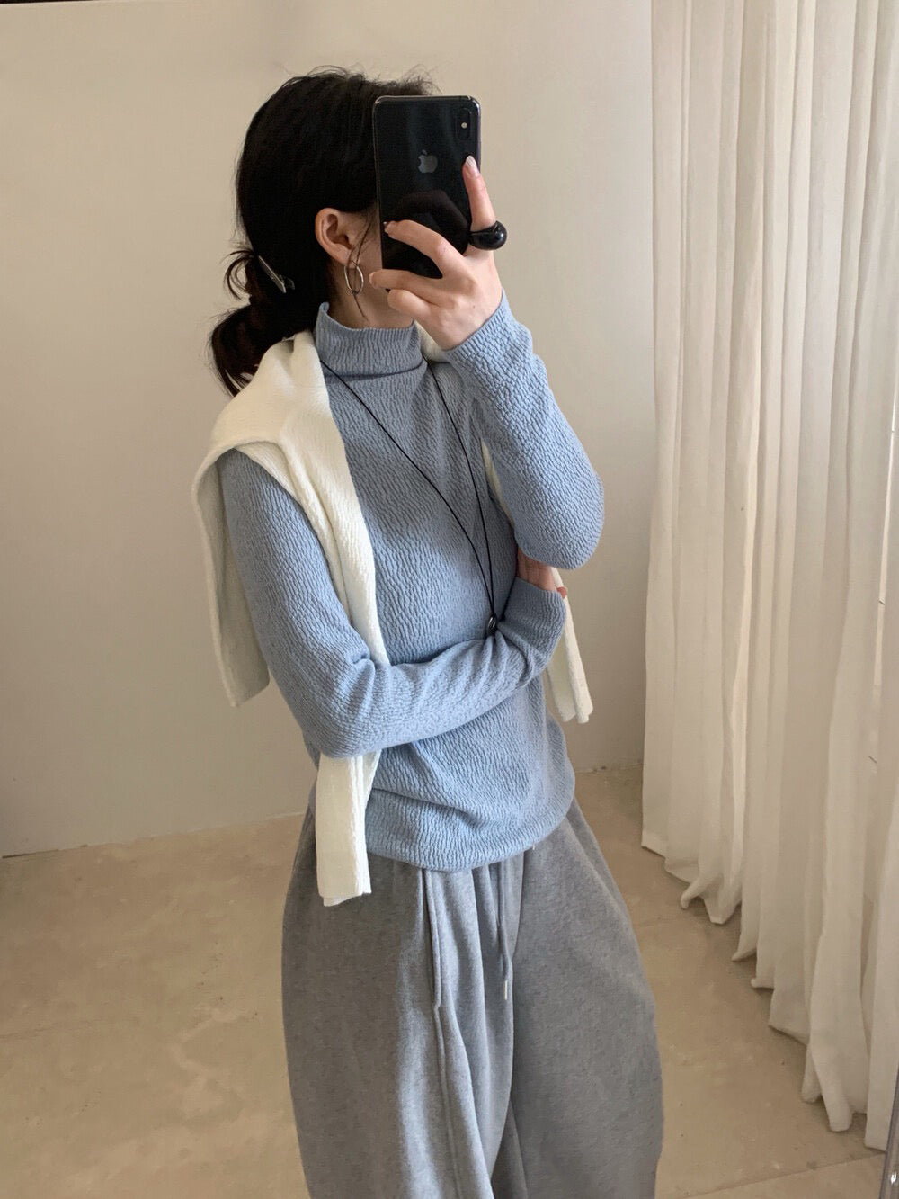 // 6%羊毛肌理感堆堆領上衣