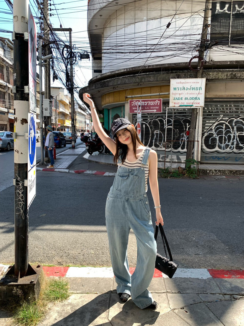 🎀 可愛口袋復古牛仔工人褲