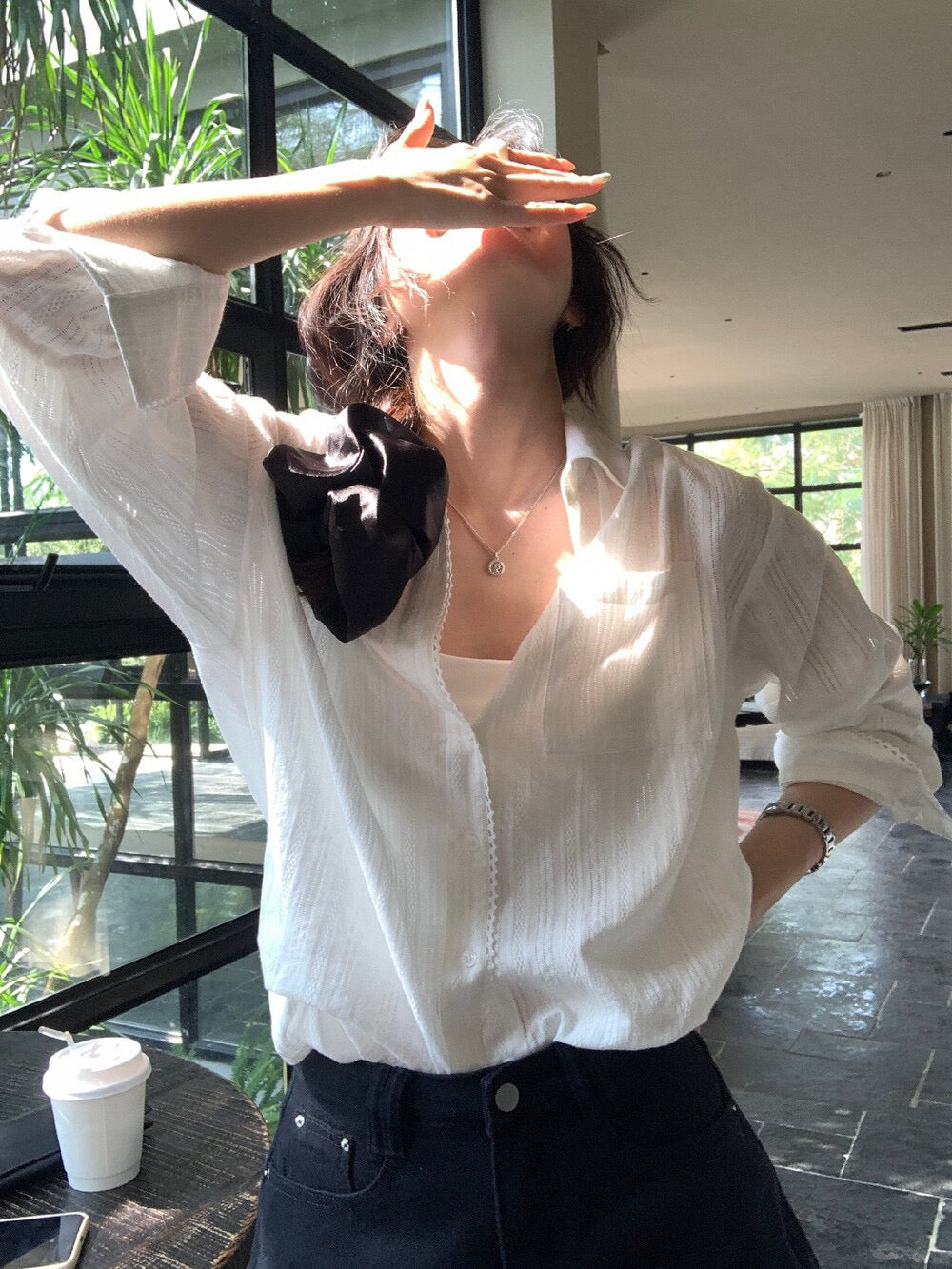 // 肌理感紋理鈎針花邊恤衫