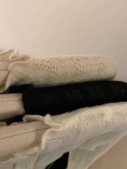 // 10%羊毛木耳邊lace鈎花打底上衣