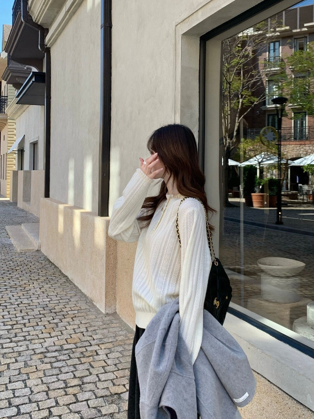 // 拼接花邊領精緻鈎花NT