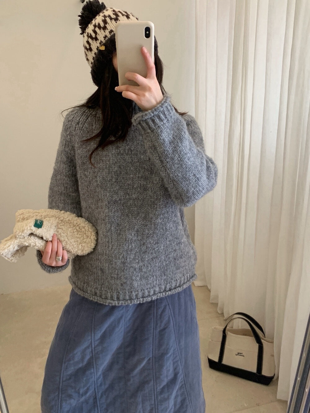 // 12%alpaca顏色超美的軟糯粗棒針卷邊高領毛衣