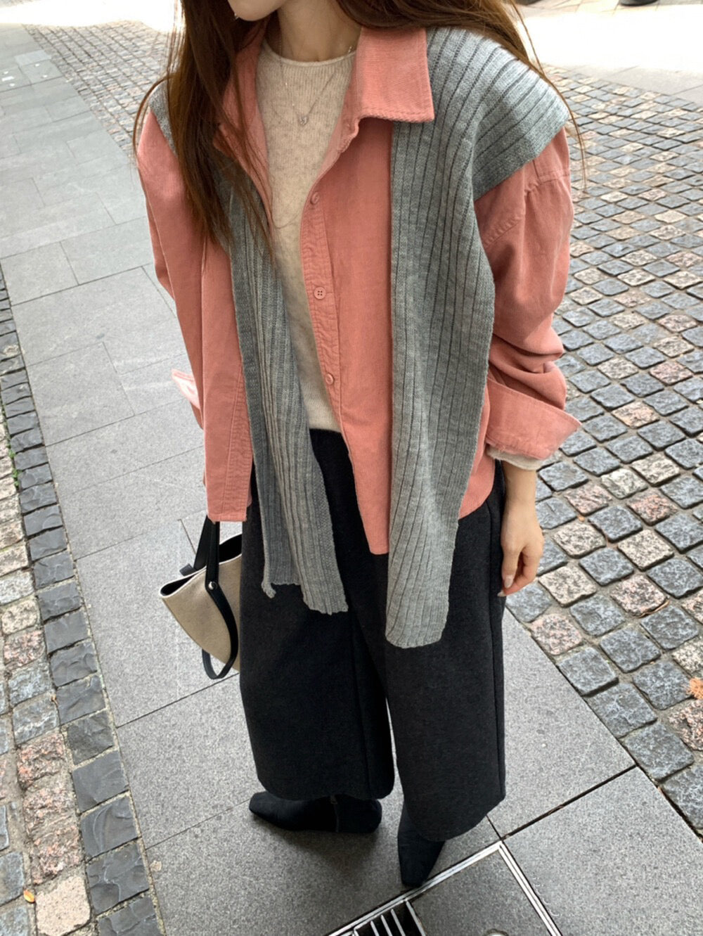 // 連披肩燈芯絨中短款SH