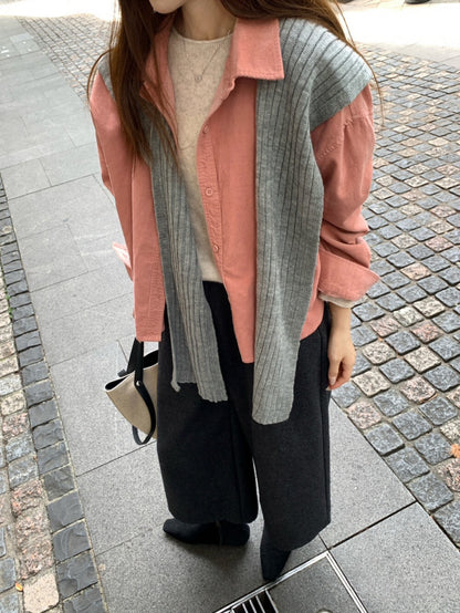 // 連披肩燈芯絨中短款SH