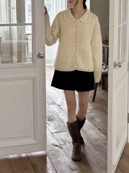 // 重工手工鈎花包扣口袋翻領CD