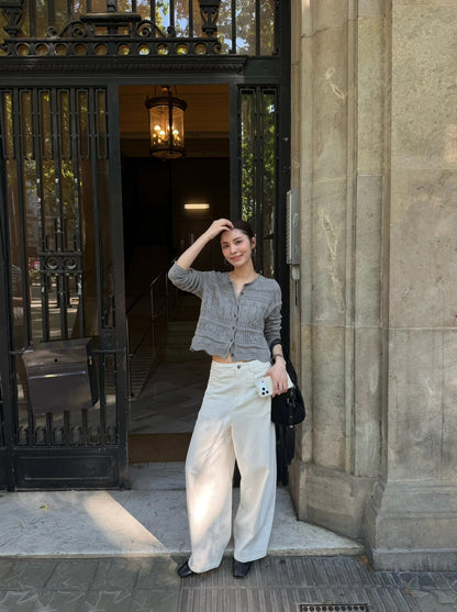 C15 / 復古感重工鏤空鈎花粗針外套