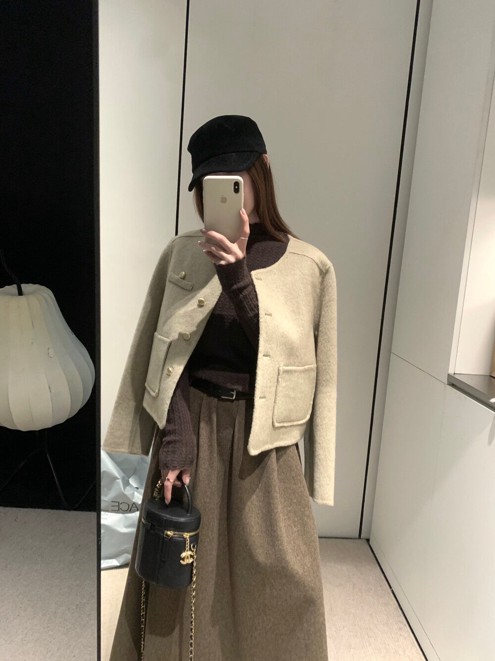 回饋價！// 質感金鈕扣氣質口袋100%手工雙面羊毛外套