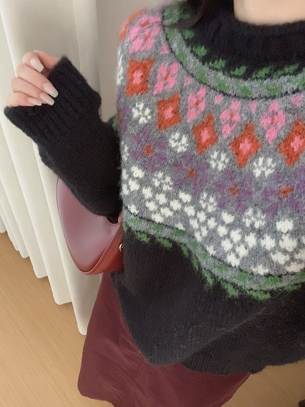 // 配色超美的復古圖案毛衣