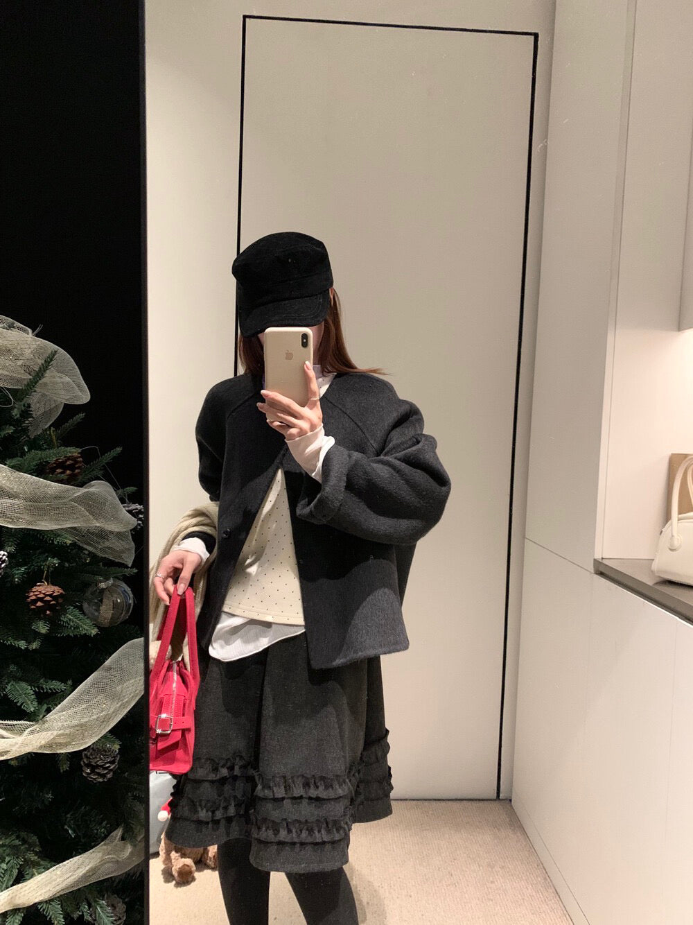 // 100%羊毛馬卡龍色系圓領短款手工外套(連三角巾)