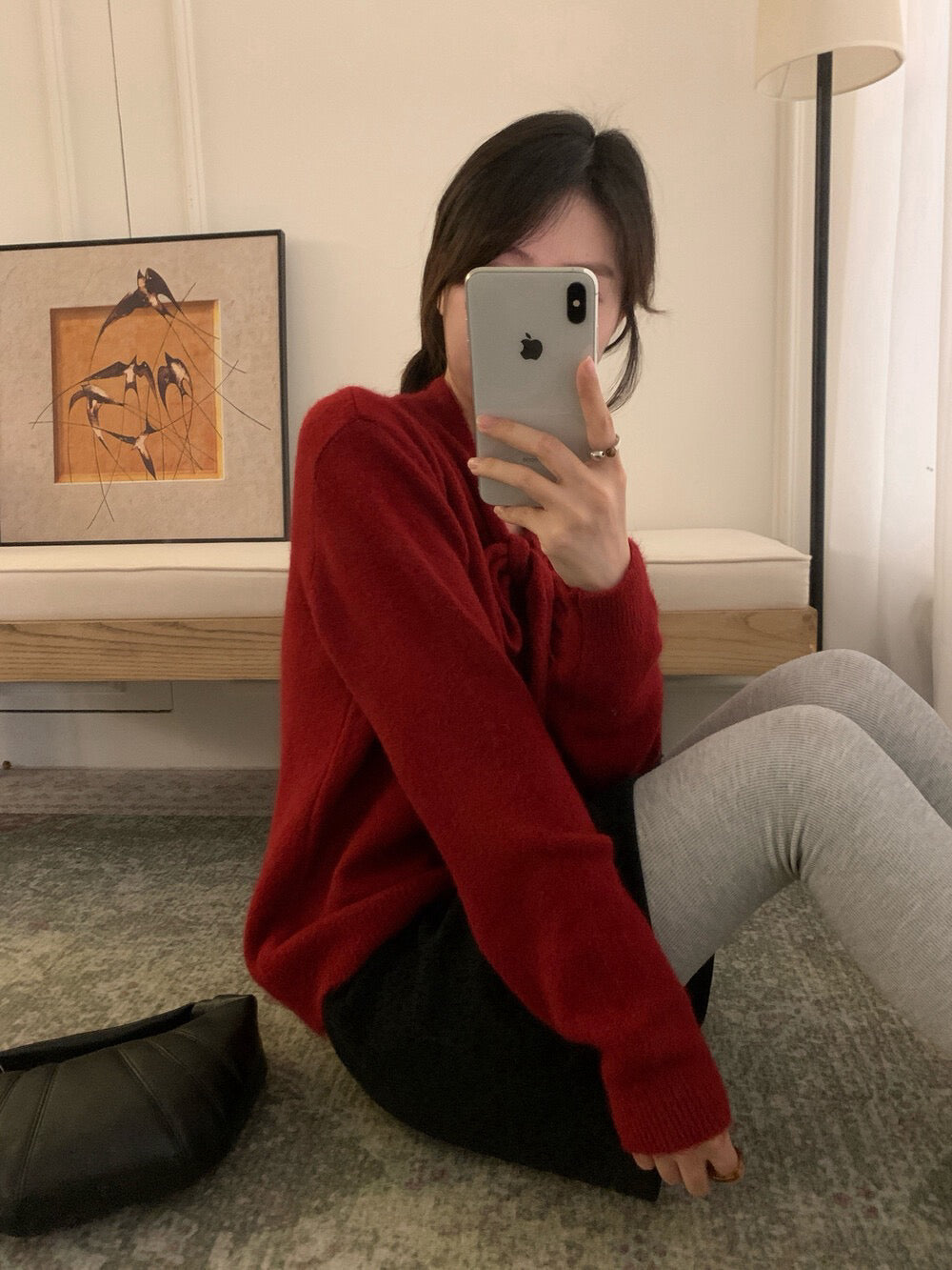 // 軟糯兔絨綁帶領毛衣