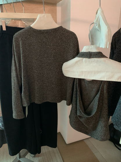 // 超韓疊穿掛頸背心+V領外套兩件套