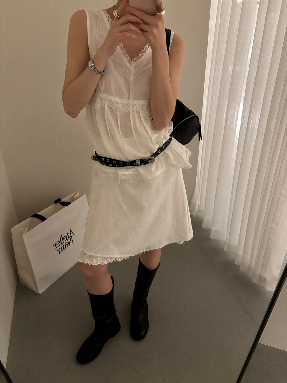 // 精緻lace邊前後V領背心