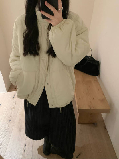 // 極簡風小立領薄夾棉外套