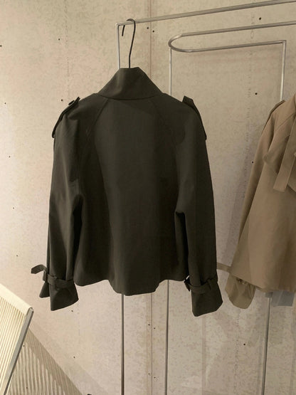 J38 / 高級感可立領帥氣短款trench coat