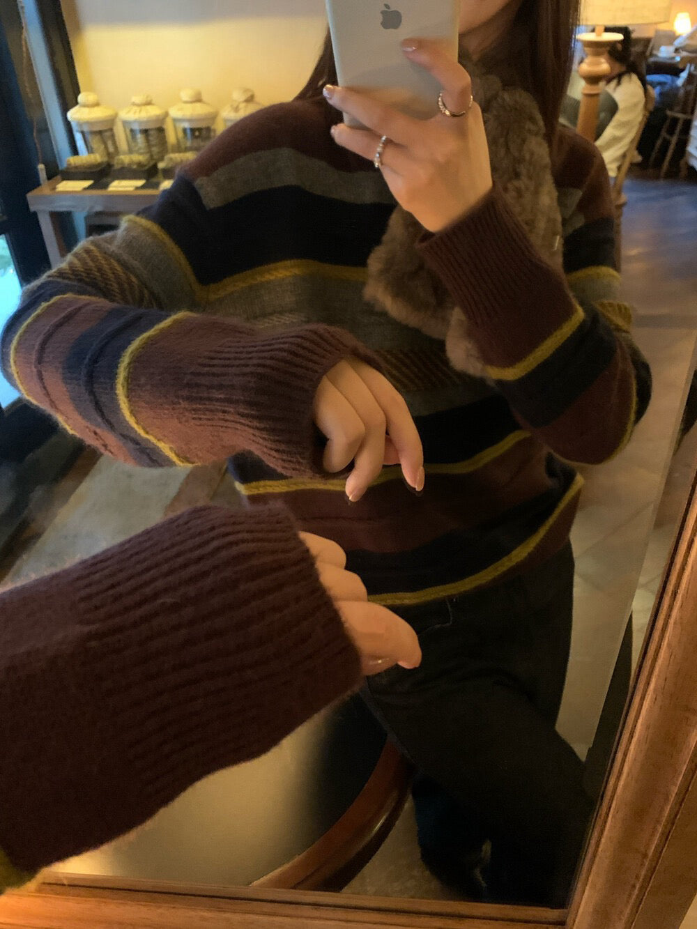 // 10%raccoon復古配色間條毛衣