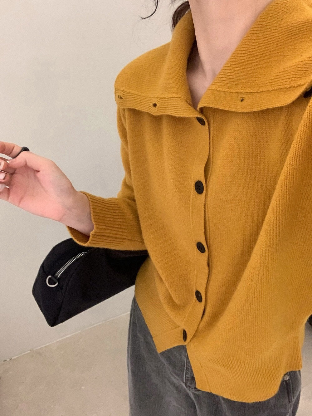 // 100%wool大翻領可立領開胸CD