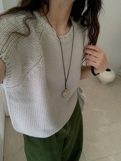 // 可疊穿粗織紋邊落肩短袖NT