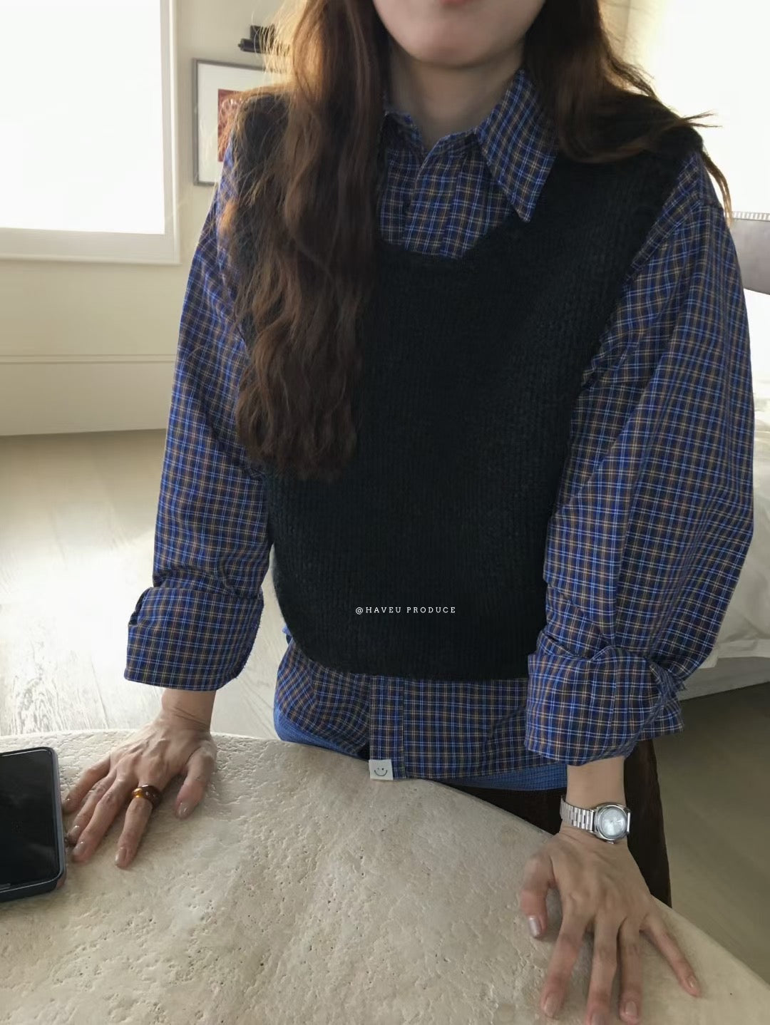 // 慵懶粗針後皮標羊毛背心