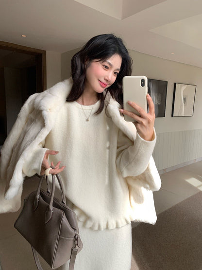 // 木耳邊衣擺NT+直筒裙套裝