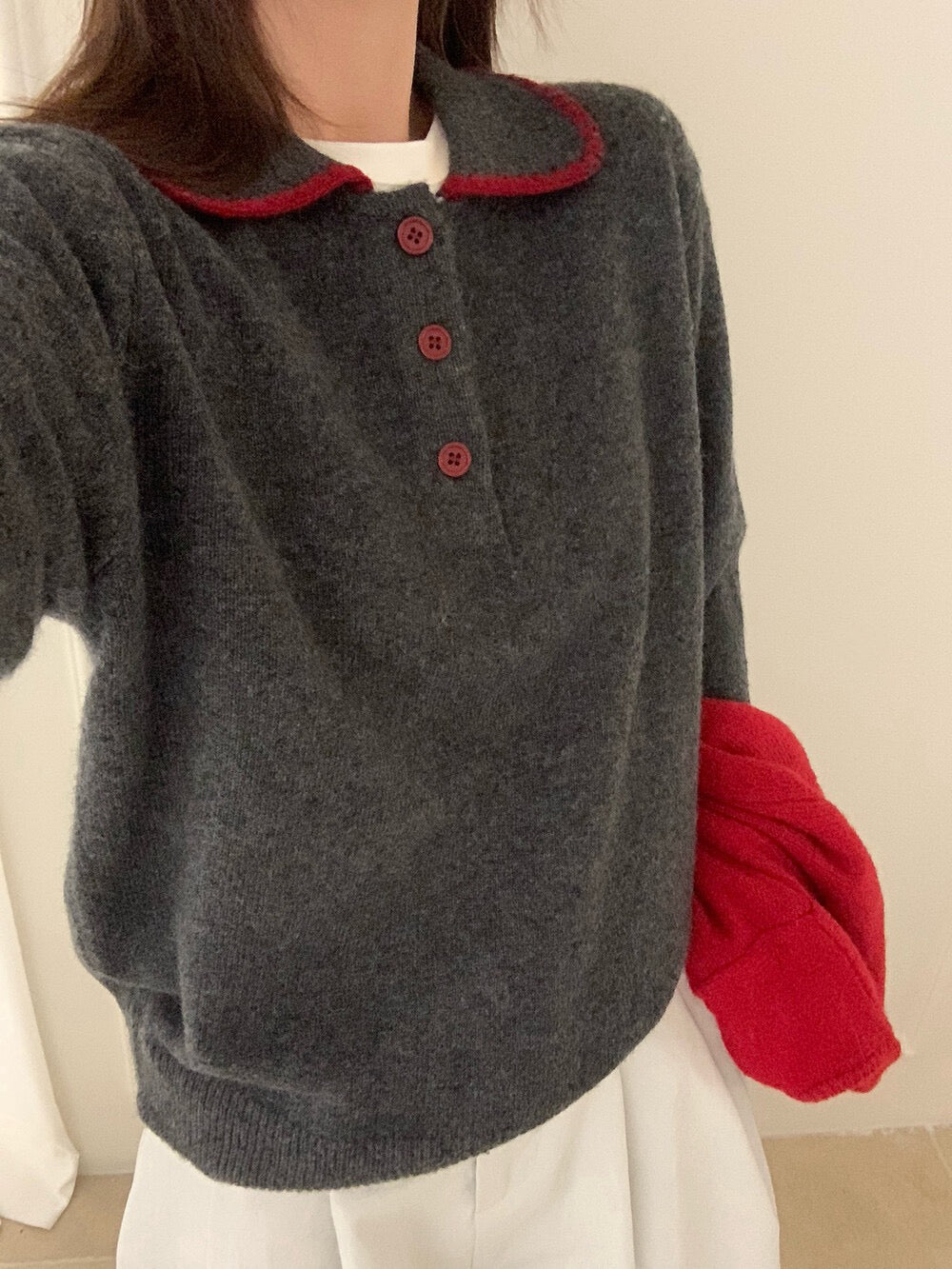 // 30%raccoon親膚miumiu風撞色包邊polo領NT