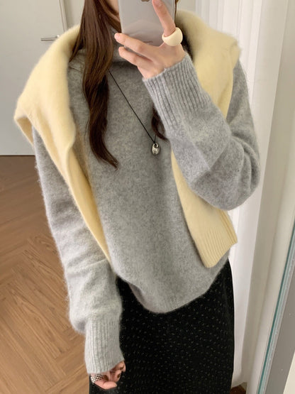 // 95%wool+5%cashmere拉絨工藝小高領針織NT