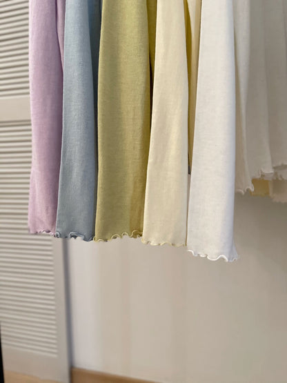 // 5%fine wool超親膚大彈性木耳邊TEE