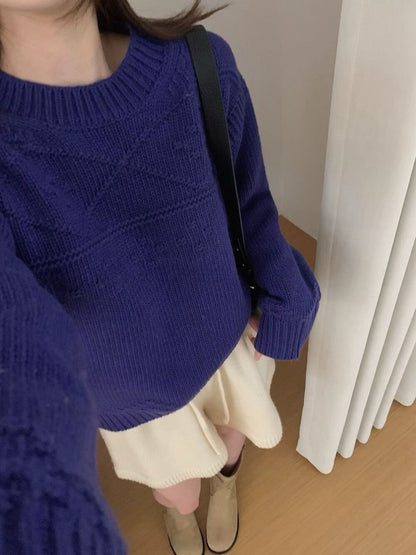 // 菱格織紋高級感圓領NT