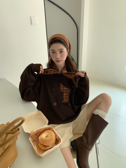 // 滑板小狗連絲巾衛衣