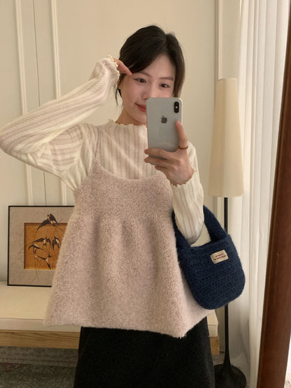 // 疊穿必入羊羔毛吊帶上衣