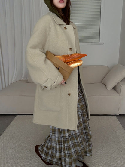 // 10%alpaca+80%wool口袋翻領長長外套