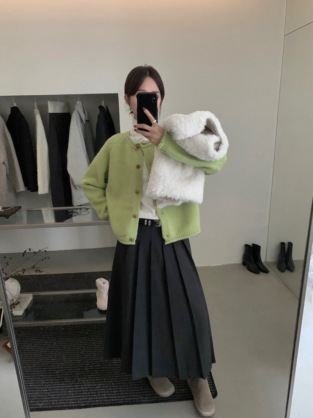 // 質感木質鈕扣落肩CD