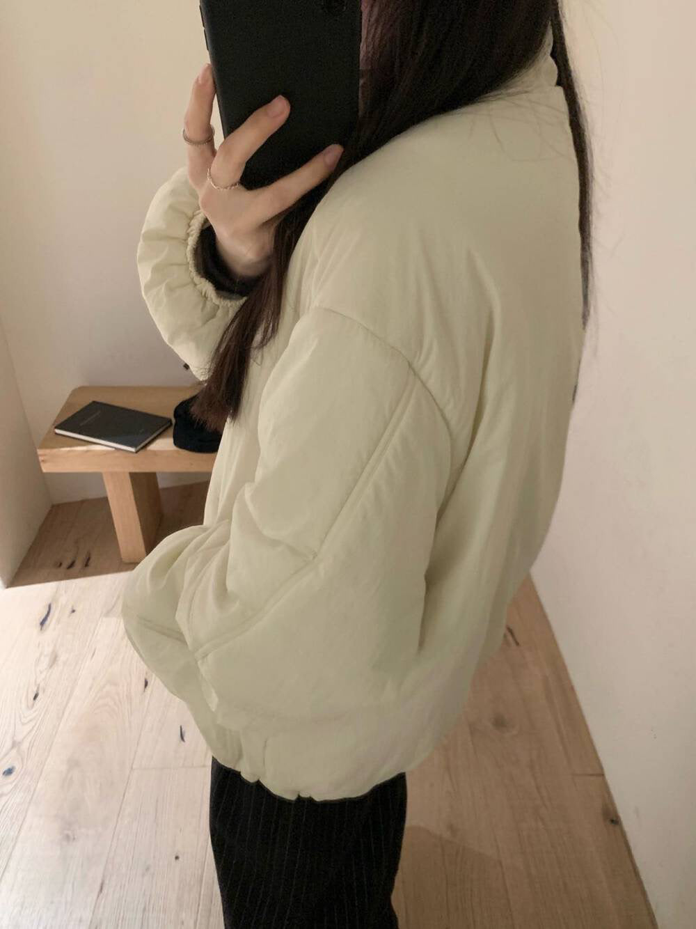 // 極簡風小立領薄夾棉外套