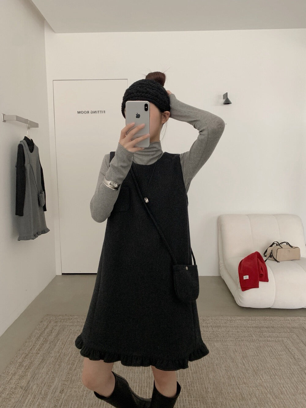 // 50%羊毛花邊腳背心毛呢OPS(連袋仔)