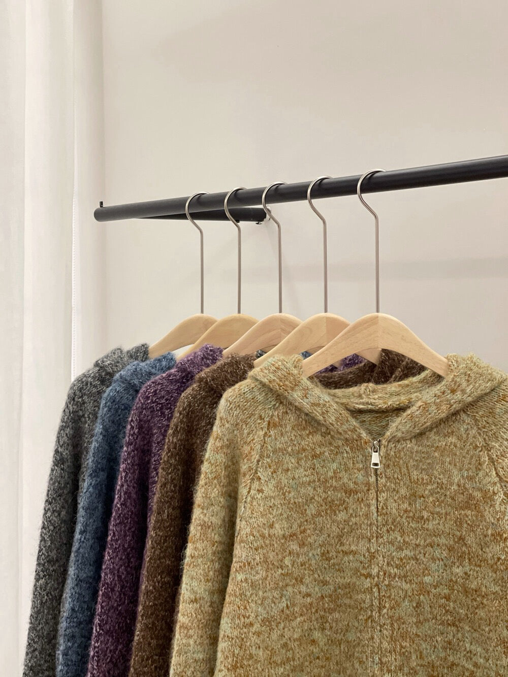 // 8%wool花線上下拉鍊連帽CD