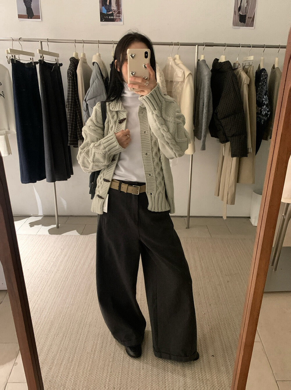 // 麻花牛角鈕坑紋翻領CD