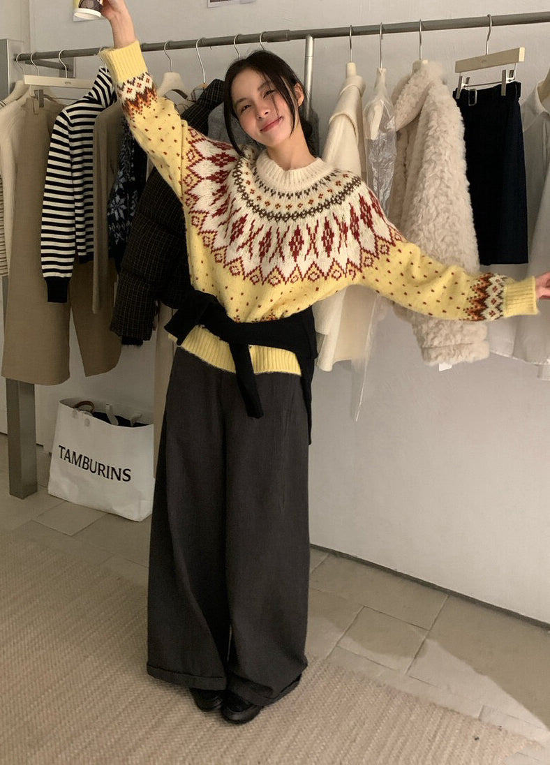 // 15%羊毛復古北歐patterns毛衣