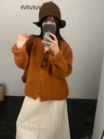 // 簡約小v領毛絨感CD