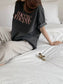 // 100%棉質復古配色’MEOW’字母TEE