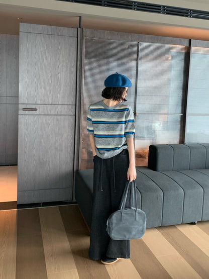 // 超直褲型抽繩綁帶腰軟牛仔褲