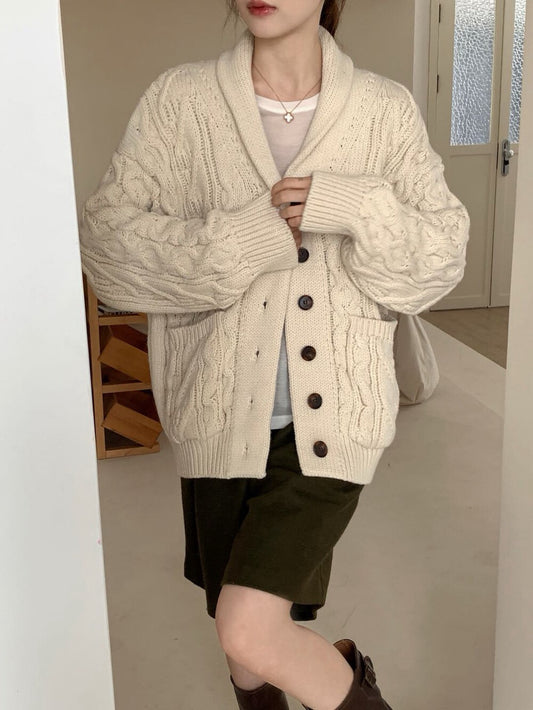 // 慵懶感麻花翻領中長CD