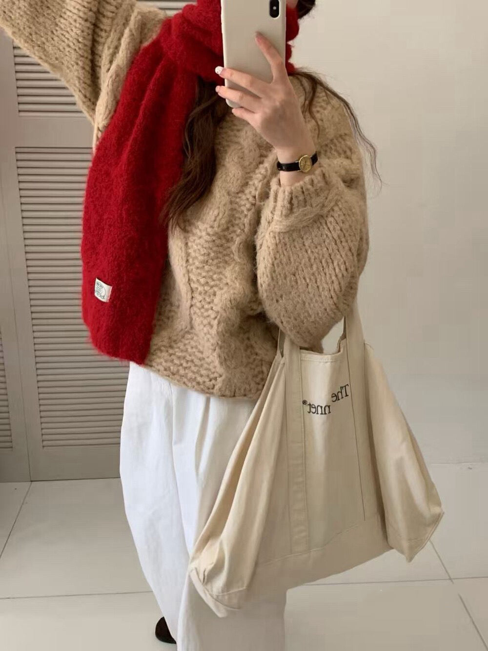 // 20%wool粗棒針麻花慵懶毛衣