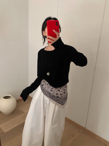 // 5%fine wool超親膚大彈性木耳邊TEE