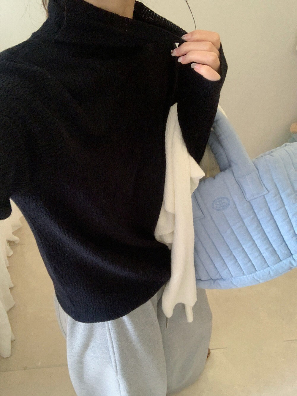 // 6%羊毛肌理感堆堆領上衣