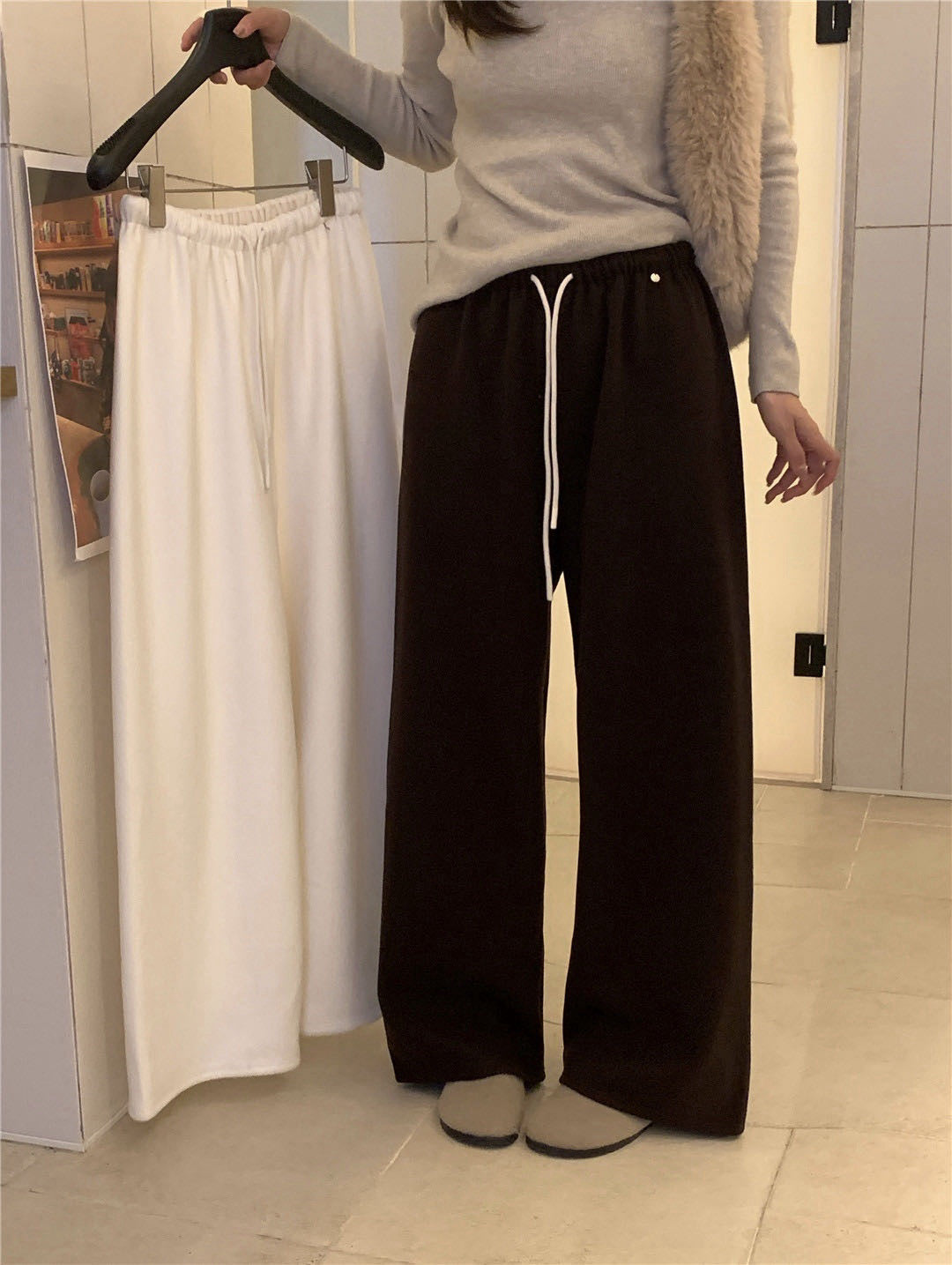 // 大彈性親膚加絨休閒褲