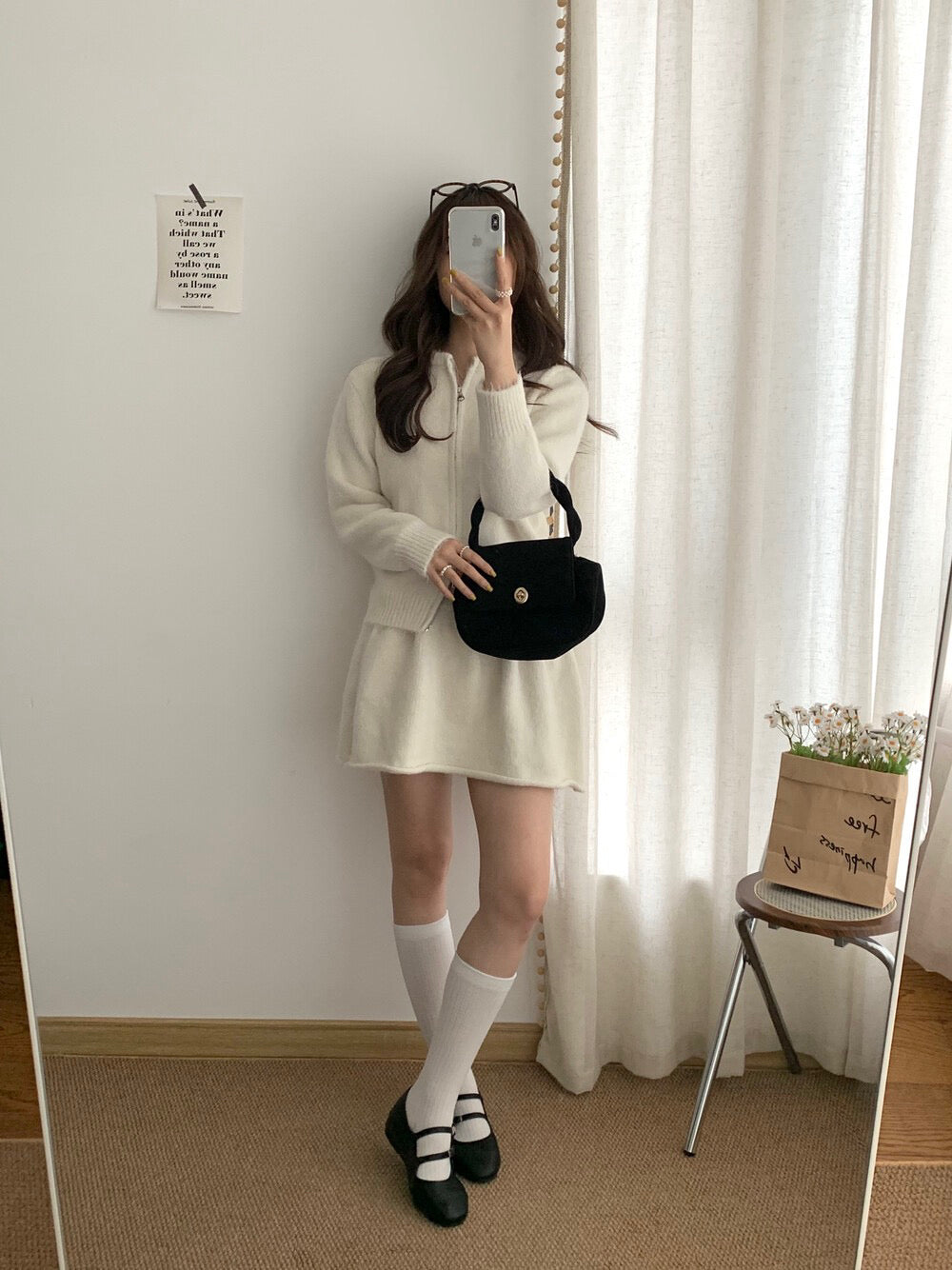 // 性價比超高！圓領拉鍊外套+短裙針織套裝