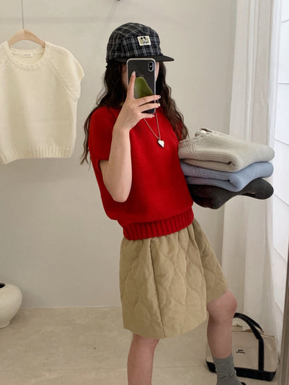 // 可疊穿粗織紋邊落肩短袖NT