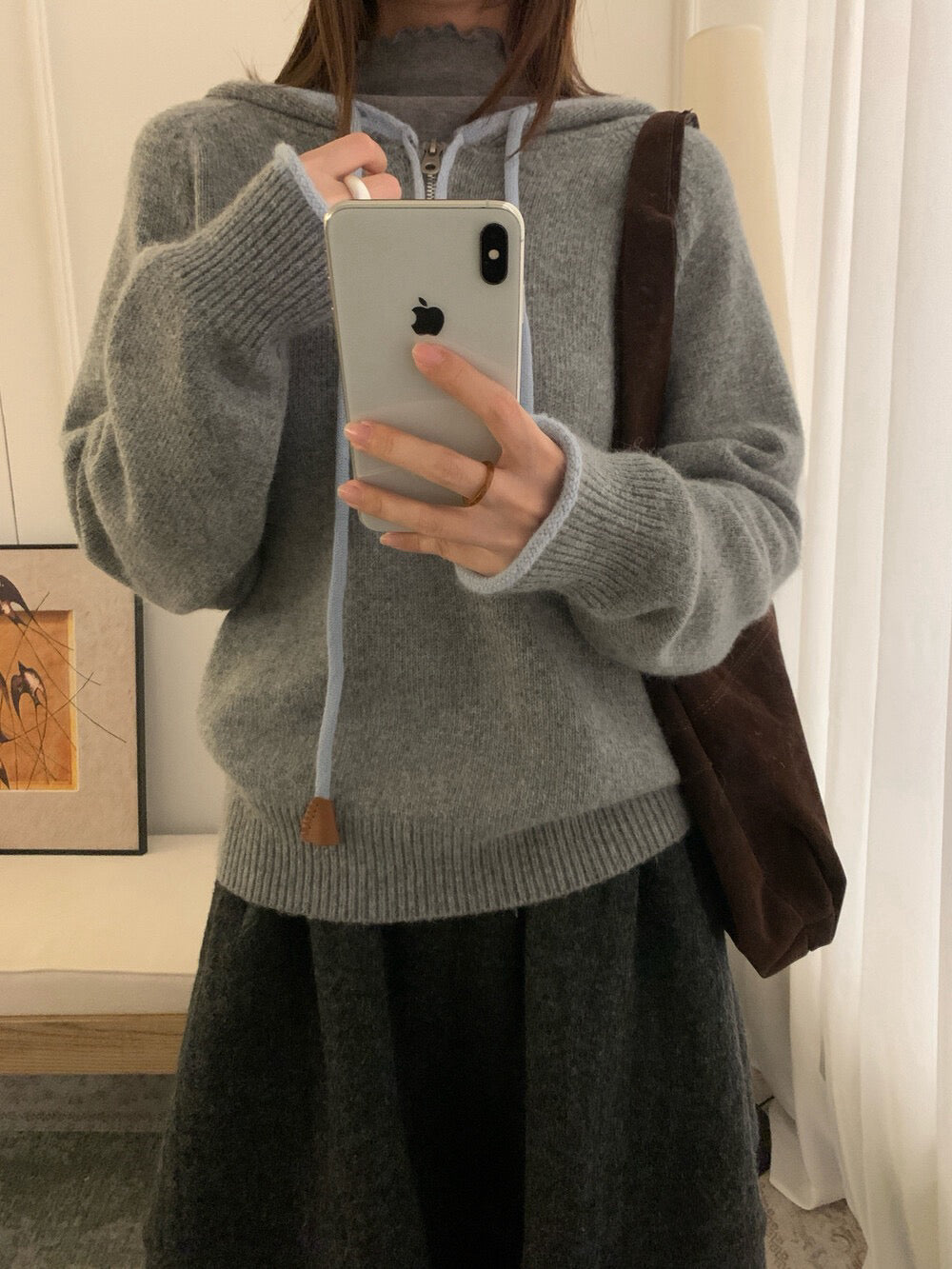 // 30%raccoon撞色邊連帽毛衣