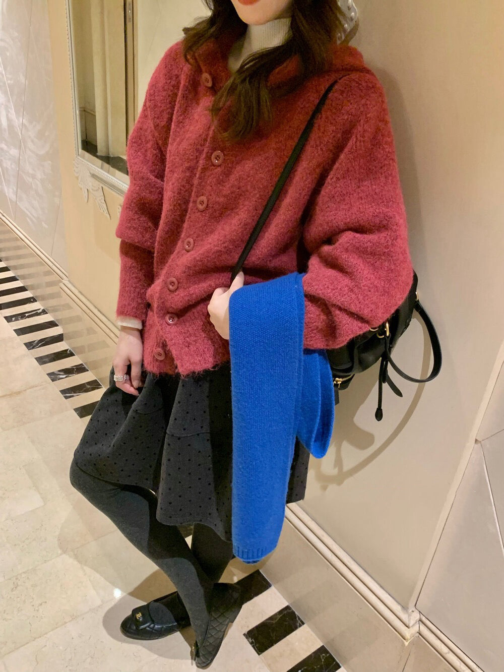 // 軟糯感連帽6色排扣毛衣