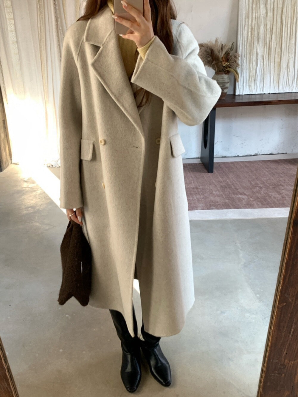 // 10%駱駝絨+90%羊毛超高質法式雙排扣手工外套