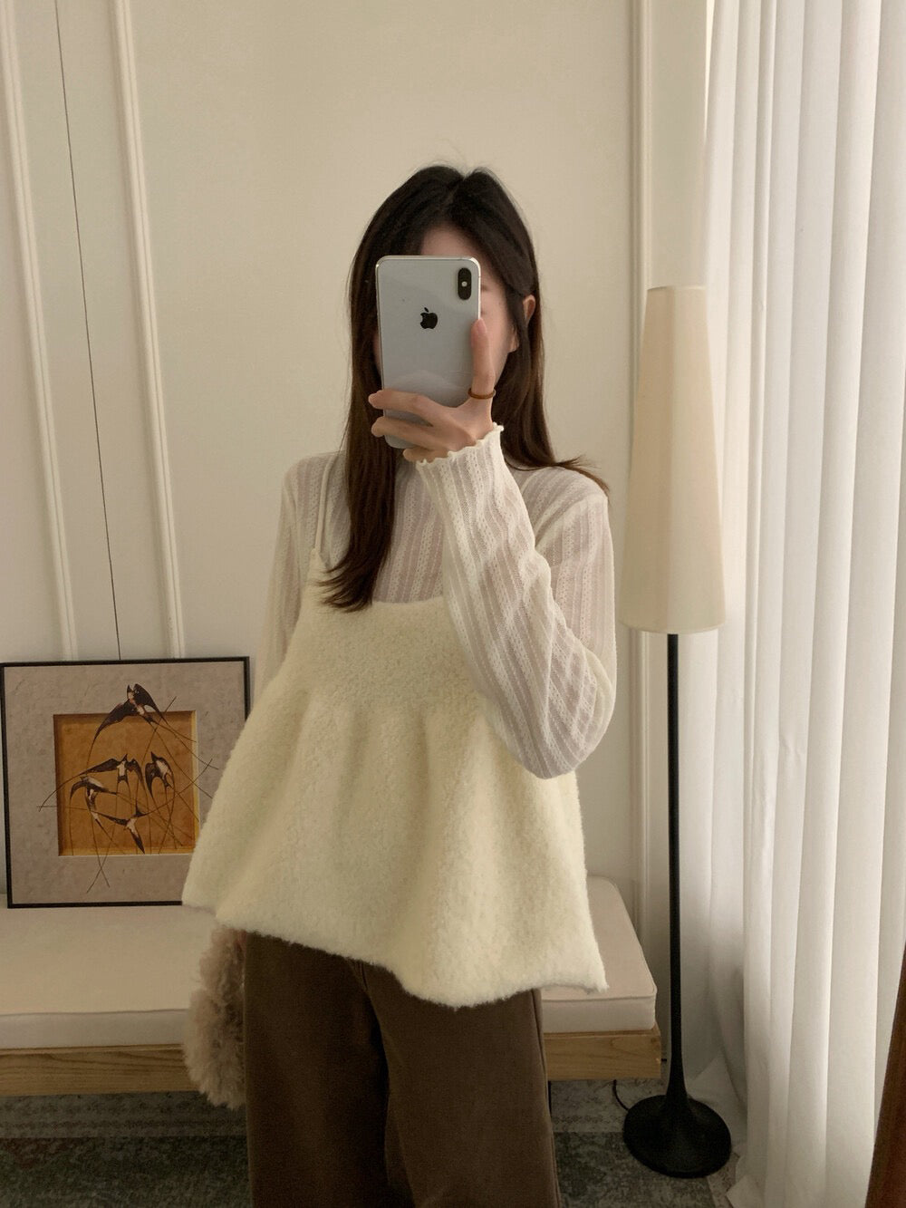 // 疊穿必入羊羔毛吊帶上衣